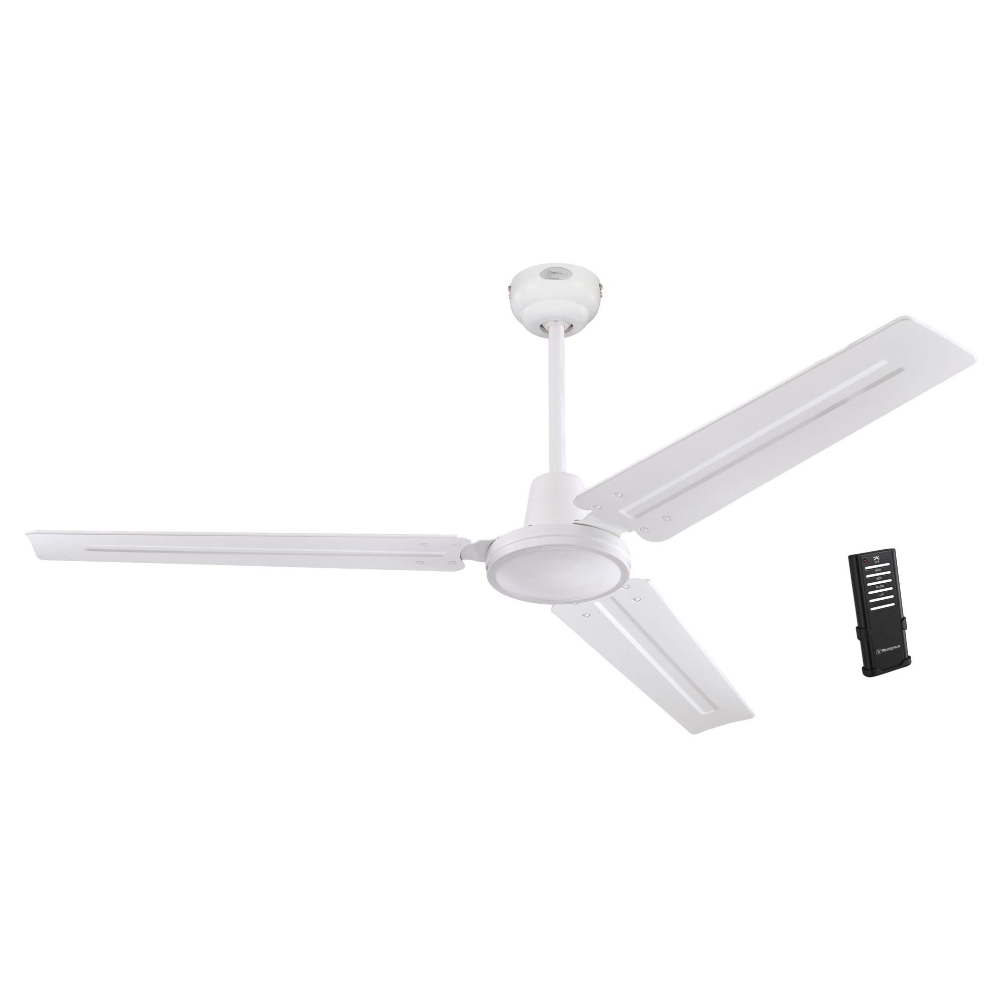 Westinghouse 7237900 Jax, Modern Industrial Style Ceiling Fan with Remote Control, 56 Inch, White Finish