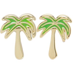 pura vida gold-plated paradise palms stud earrings - sterling silver - 1 pair