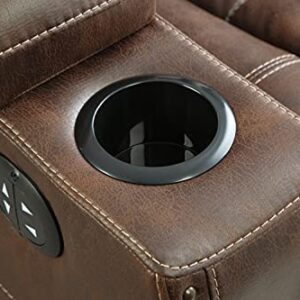 Signature Design by Ashley Owner's Box Faux Leather Power Recliner with Adjustable Headrest, Brown