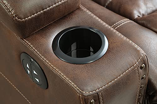 Signature Design by Ashley Owner's Box Faux Leather Power Recliner with Adjustable Headrest, Brown