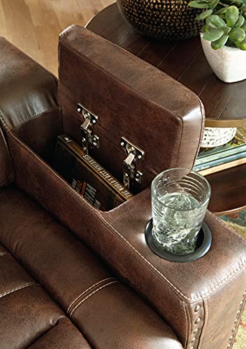 Signature Design by Ashley Owner's Box Faux Leather Power Recliner with Adjustable Headrest, Brown