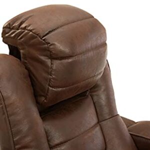 Signature Design by Ashley Owner's Box Faux Leather Power Recliner with Adjustable Headrest, Brown