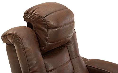 Signature Design by Ashley Owner's Box Faux Leather Power Recliner with Adjustable Headrest, Brown