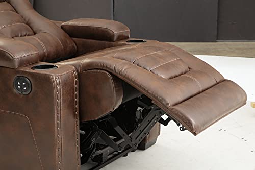 Signature Design by Ashley Owner's Box Faux Leather Power Recliner with Adjustable Headrest, Brown