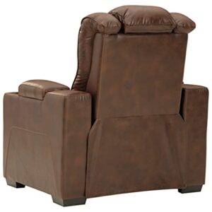 Signature Design by Ashley Owner's Box Faux Leather Power Recliner with Adjustable Headrest, Brown