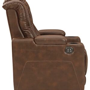 Signature Design by Ashley Owner's Box Faux Leather Power Recliner with Adjustable Headrest, Brown