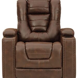 Signature Design by Ashley Owner's Box Faux Leather Power Recliner with Adjustable Headrest, Brown