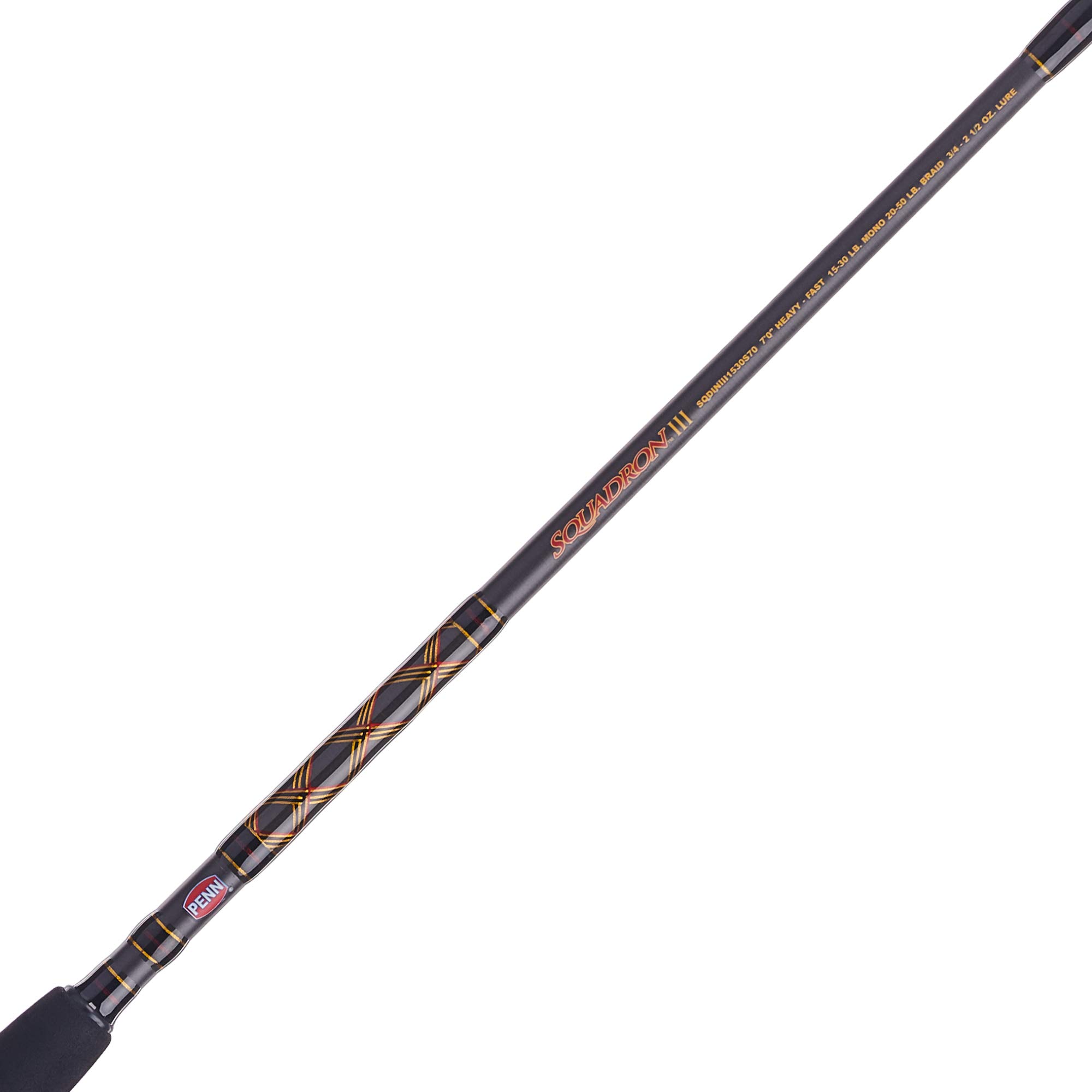 PENN Squadron III 7’ Inshore Spinning Rod; 1-Piece Fishing Rod, 10-17lb Line Rating, Medium Rod Power, Fast Action, 1/4-1 oz. Lure Rating, Titanium/Red/Gold