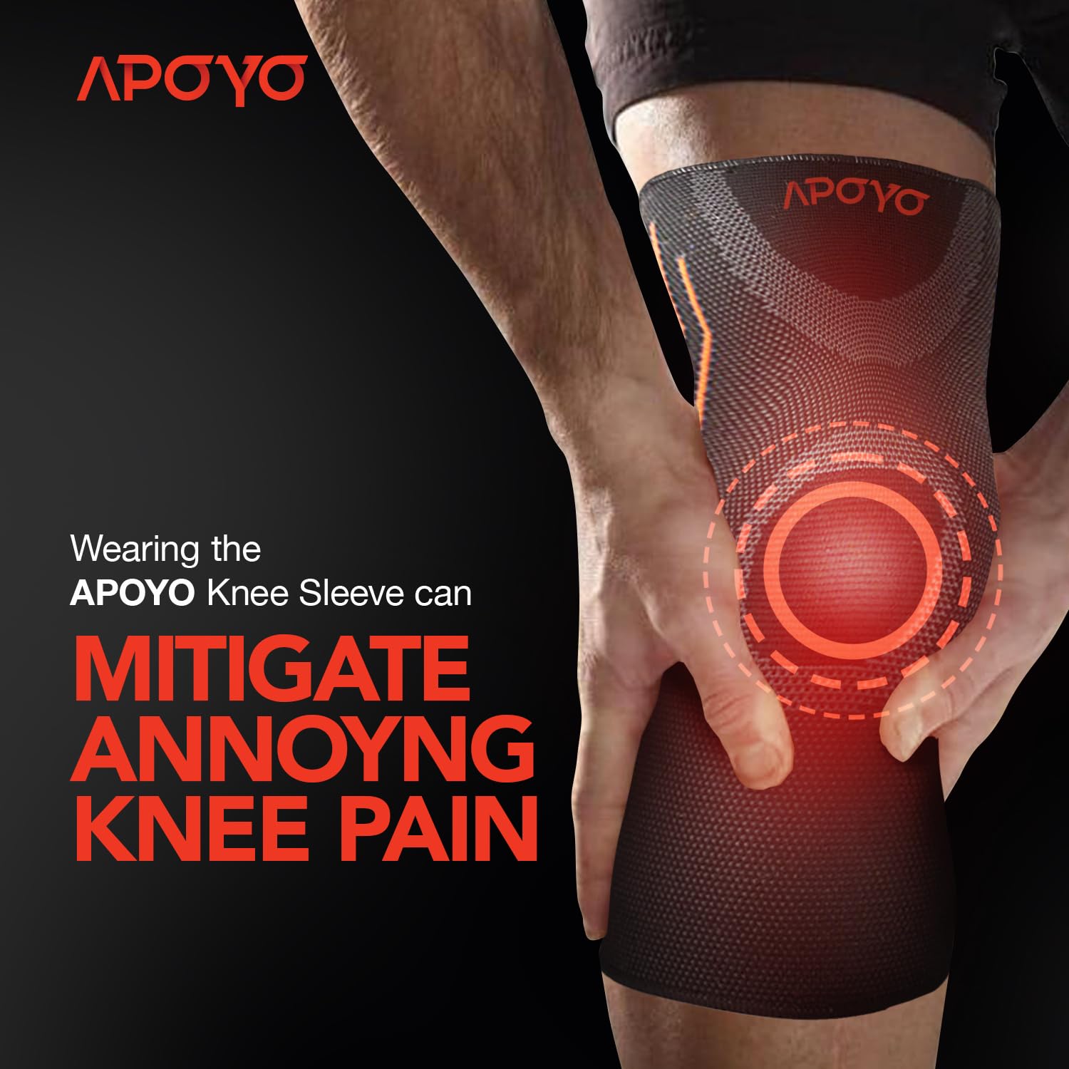 APOYO Knee Braces For Knee Pain - Knee Sleeves For Women and Men great as Knee Support for Knee Pain, Knee Compression Sleeve For Knee Pain, Meniscus Tear, ACL, Arthritis, Joint Pain Relief, Running