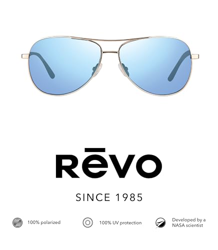 Revo Sunglasses Relay Petite: Women's Polarized Lens with Small Metal Aviator Frame, Gold Frame with Blue Water Lens