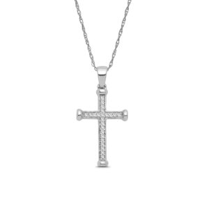 araiya fine jewelry sterling silver diamond cross pendant rope chain necklace (1/10 cttw, i-j color, i2-i3 clarity),18"