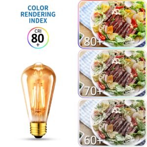 ANWIO Vintage Edison Light Bulb ST21 LED Filament Bulb 5W(40 Watt Equivalent) Dimmable 2500K (Amber Glow) Warm White E26 Medium Base, Amber Glass Cover,6 Pack