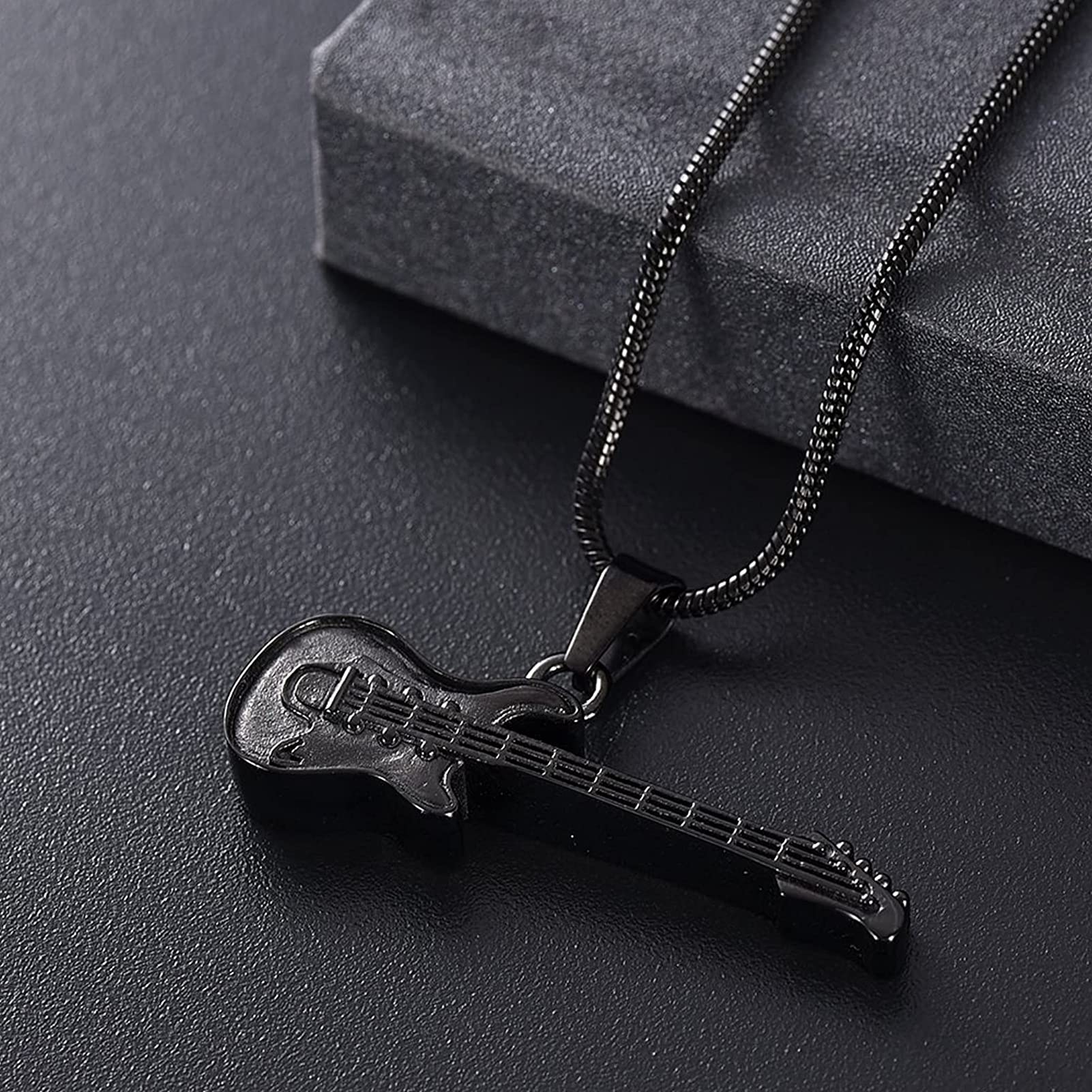 zeqingjw Electronic Guitar Cremation Jewelry Urn Pendant for Ashes Music Instrument Memorial Ashes Necklace Keepsake Jewelry (Customize)