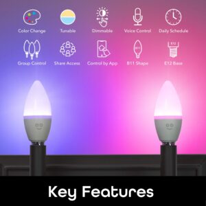 Prisma Plus E12 B11 Candle Wi-Fi Smart Bulb - 40W Color and Tunable White Smart (4-Pack)