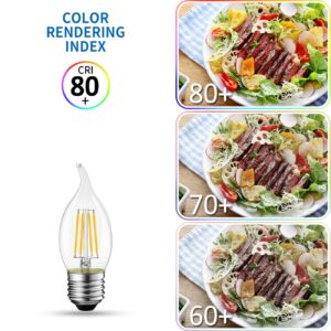 ANWIO C35/CA11 Flame Tip Chandelier Light Bulbs, LED Filament Bulb Candelabra E26 Base, Dimmable 4.5W (60W Equivalent) B11 E26 Medium Base, 2700K Warm White, 6 Pack