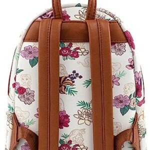 Loungefly Disney Princesses Floral Print Faux Leather Womens Double Strap Shoulder Bag Purse