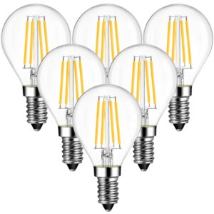 ANWIO G14 LED Globe Filament Bulb E12 Screw Base Dimmable 4.5W(60W Equivalent) 2700K Warm White Chandelier Edison Light Bulb(6-Pack)