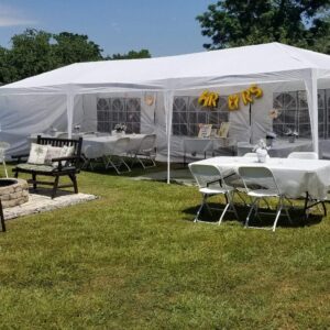 10'x30'x8.5' White Outdoor Gazebo Canopy Tent 8 Removable Walls, for Wedding Tent Party Tent Meeting Tent Camping Tent Commercial Use Backyard Events Etc, Easy to Assemble, Elegant Design