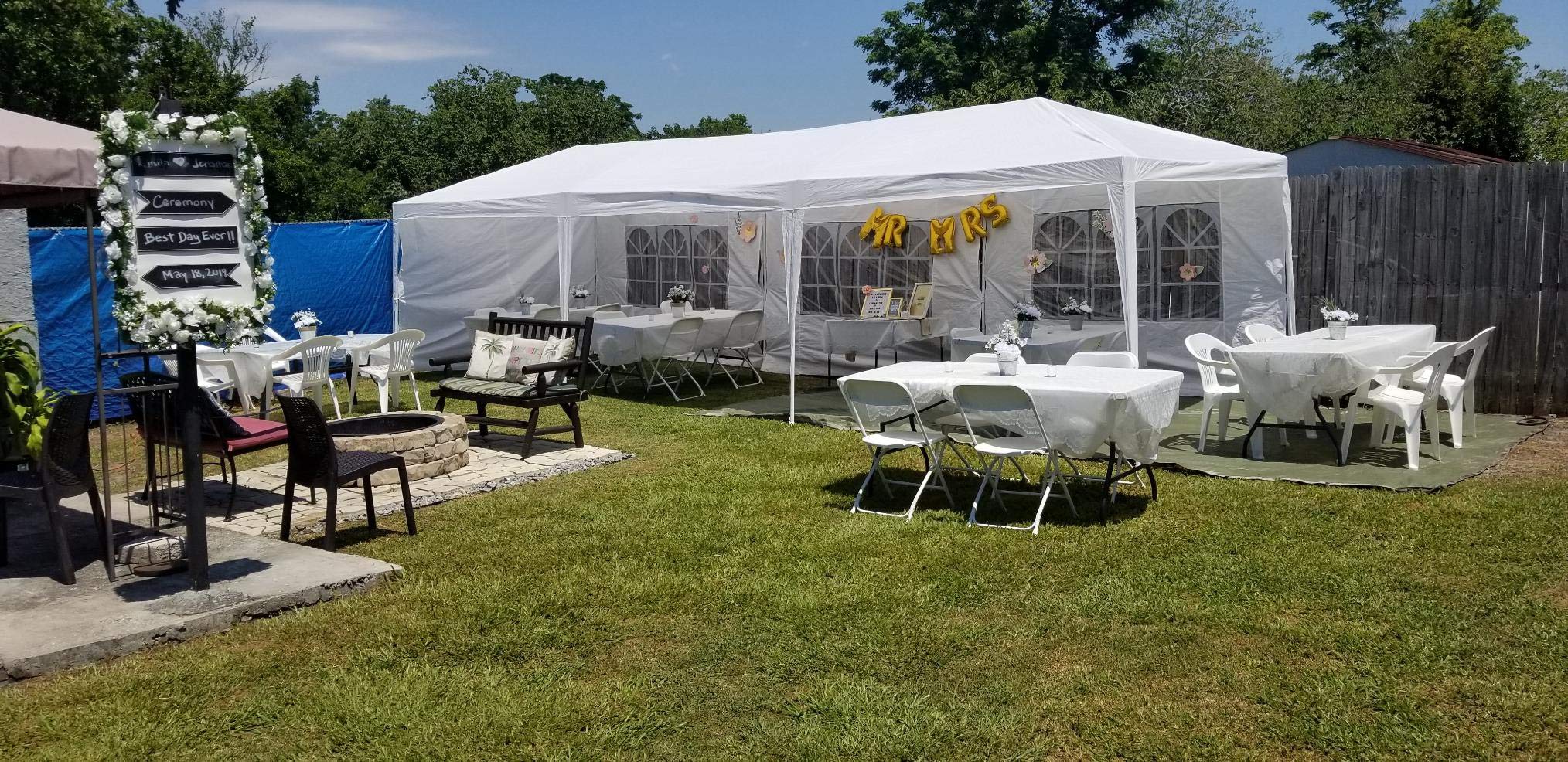 10'x30'x8.5' White Outdoor Gazebo Canopy Tent 8 Removable Walls, for Wedding Tent Party Tent Meeting Tent Camping Tent Commercial Use Backyard Events Etc, Easy to Assemble, Elegant Design