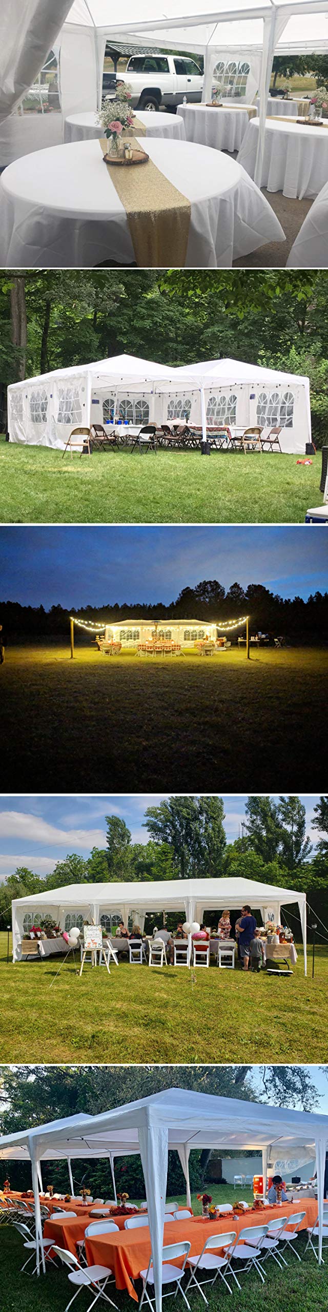 10'x30'x8.5' White Outdoor Gazebo Canopy Tent 8 Removable Walls, for Wedding Tent Party Tent Meeting Tent Camping Tent Commercial Use Backyard Events Etc, Easy to Assemble, Elegant Design