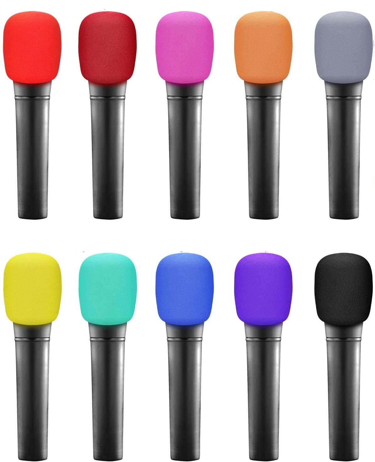 Fielect 5Pcs Microphone Cover Sponge Foam Mic Cover Handheld Microphone Windscreen Protector Mic Foam Cover Filter Blue for Karaoke DJ, KTV, Broadcasting