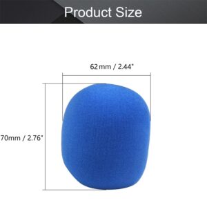 Fielect 5Pcs Microphone Cover Sponge Foam Mic Cover Handheld Microphone Windscreen Protector Mic Foam Cover Filter Blue for Karaoke DJ, KTV, Broadcasting