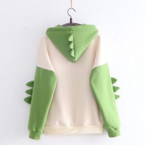 Boxinay Women's Teen Girls Cute Dinosaur Long Sleeve Hoodies Casual Loose Sweaters Hooded Sweatshirts Pullover Tops Shirts Green