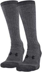 under armour adult hitch coldgear boot socks, 2-pairs , pitch gray/black , large