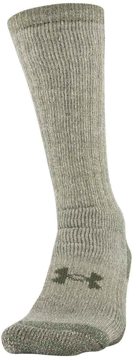 Under Armour Adult Hitch Coldgear Boot Socks, 2-Pairs , Khaki Base/Marine Od Green , Large