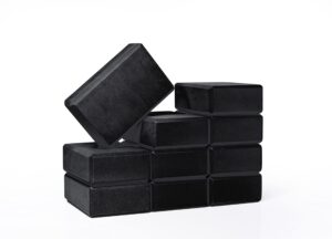 hello fit 3" yoga block, 10 pack bulk eva foam yoga blocks, firm and supportive yoga brick for schools and studios, balance foam for stretching, pilates, and workout, 3" x 6" x 9", black