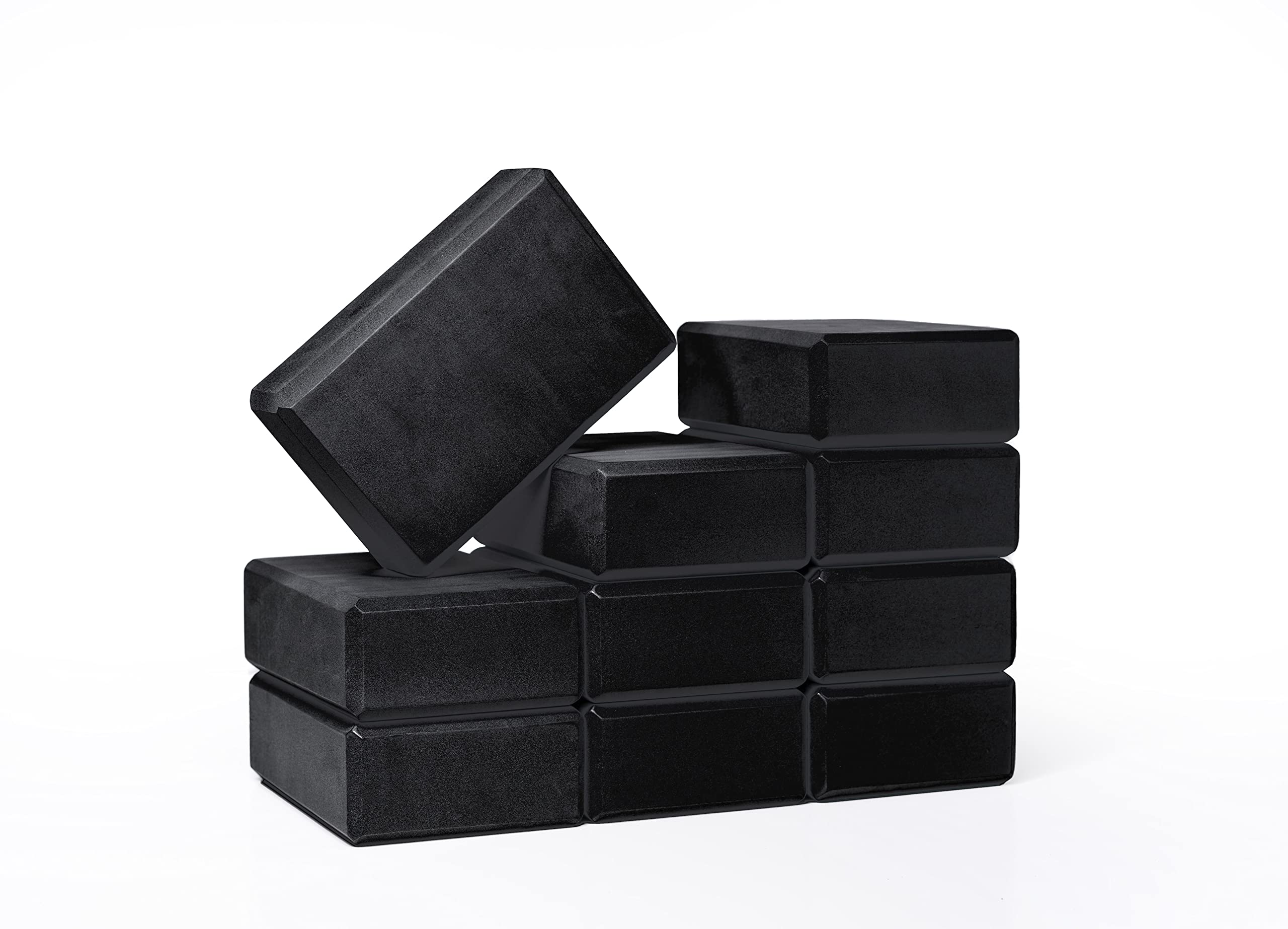 Hello Fit 3" Yoga Block, 10 Pack Bulk EVA Foam Yoga Blocks, Firm and Supportive Yoga Brick for Schools and Studios, Balance Foam for Stretching, Pilates, and Workout, 3" x 6" x 9", Black