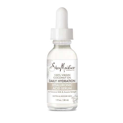 SheaMoisture Hyaluronic Acid Serum for Dry Skin 100% Virgin Coconut Oil Paraben Free Face Serum 1 fl oz