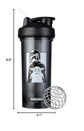 BlenderBottle Star Wars Shaker Bottle Pro Series Perfect for Protein Shakes and Pre Workout, 28-Ounce, Mandalorian & Child