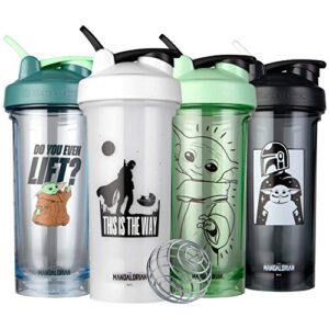 BlenderBottle Star Wars Shaker Bottle Pro Series Perfect for Protein Shakes and Pre Workout, 28-Ounce, Mandalorian & Child