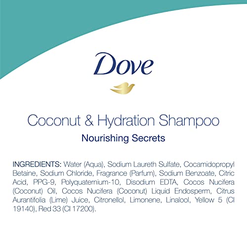 Dove Nourishing Secrets Hydrating Shampoo Coconut and Hydration 6 Count for Daily Use Dry Hair Shampoo With Refreshing Lime Scent 12 oz