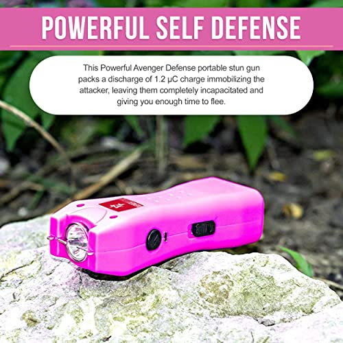 Avenger Defense Portable Stun Gun Mini for Women - Rechargeable Self Defense Flashlight Device (Orchid Pink, Plastic)