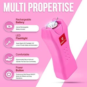 Avenger Defense Portable Stun Gun Mini for Women - Rechargeable Self Defense Flashlight Device (Orchid Pink, Plastic)