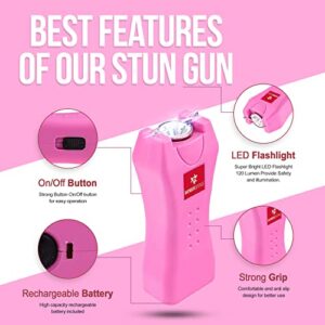 Avenger Defense Portable Stun Gun Mini for Women - Rechargeable Self Defense Flashlight Device (Orchid Pink, Plastic)