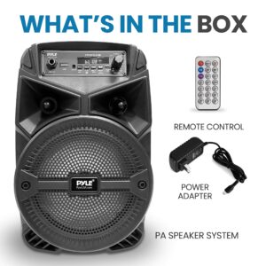 Pyle 240W Rechargeable Outdoor Bluetooth Speaker Portable PA System w/ 6.5” Subwoofer 1” Tweeter, Microphone In, Party Lights, MP3/USB, Radio, Remote - Pyle PPHP634B