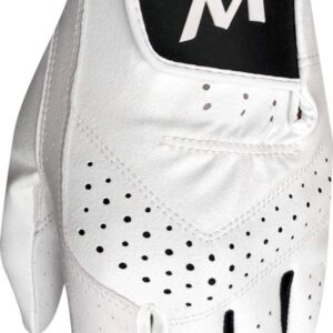 Majek Golf Mens Pro Tour White Cabretta Leather Golf Gloves Comfort Fit Breathable Ventilation for Maximum Feel - 3 Pack (X Large, left)