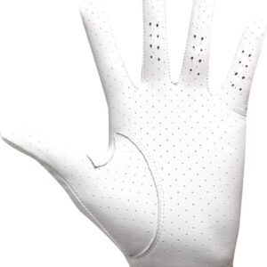 Majek Golf Mens Pro Tour White Cabretta Leather Golf Gloves Comfort Fit Breathable Ventilation for Maximum Feel - 3 Pack (X Large, left)