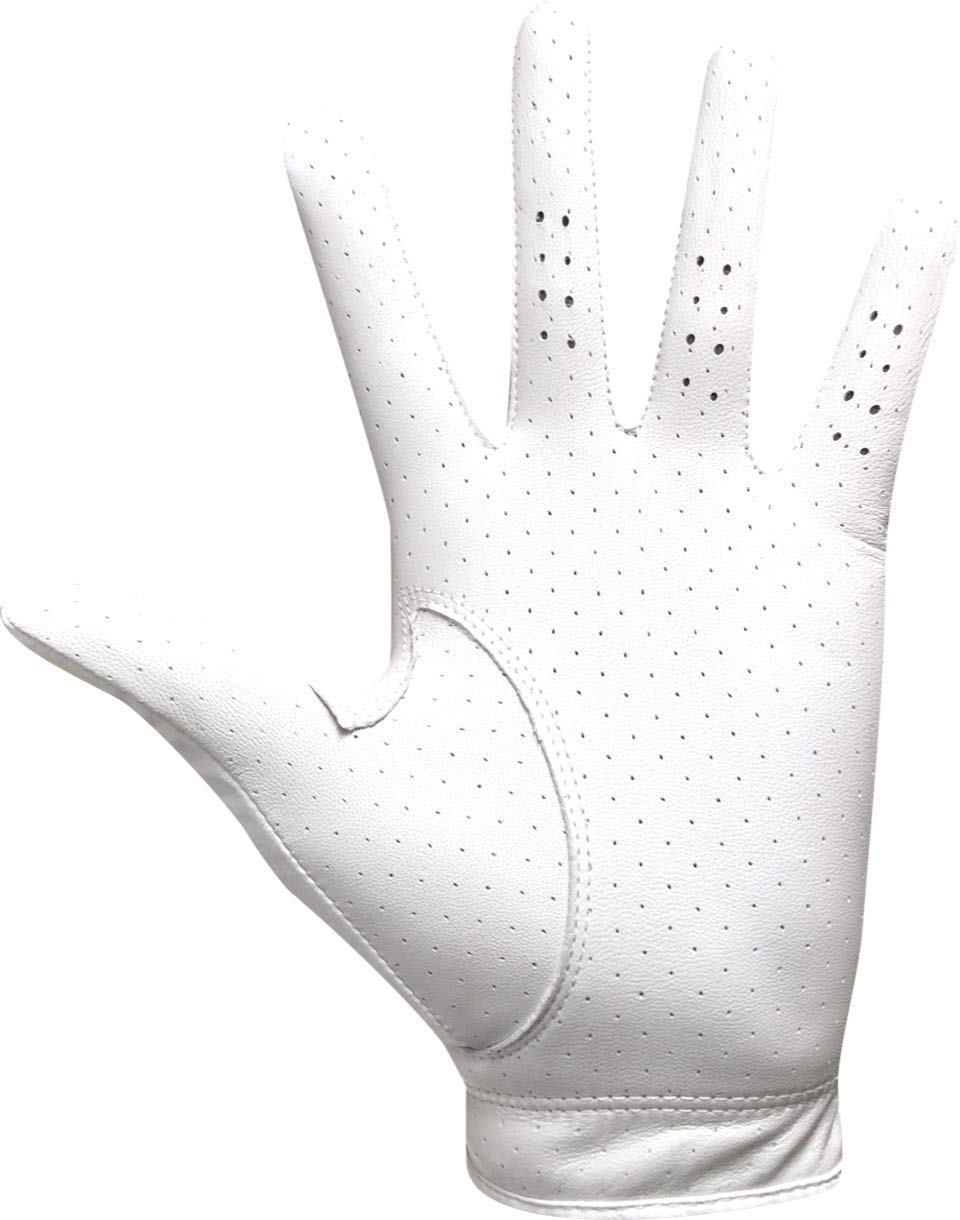 Majek Golf Mens Pro Tour White Cabretta Leather Golf Gloves Comfort Fit Breathable Ventilation for Maximum Feel - 3 Pack (X Large, left)