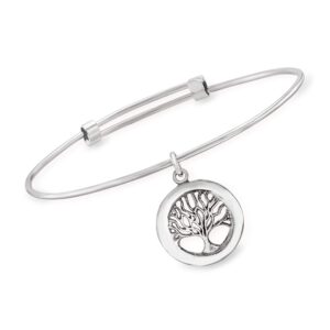 ross-simons italian sterling silver tree of life adjustable bangle bracelet