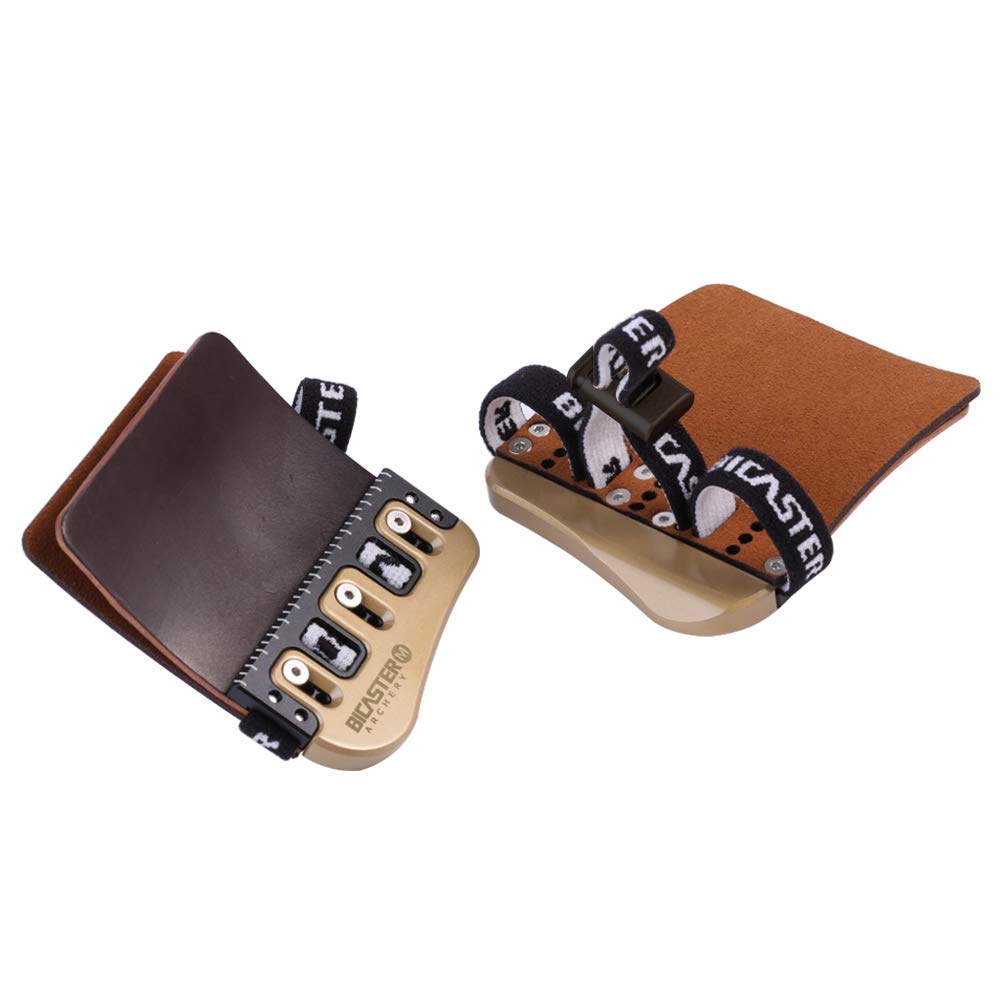 BICASTER Barebow Finger Tabs Cordovan Leather + Brass String Walking Finger Guards - RH (Medium)