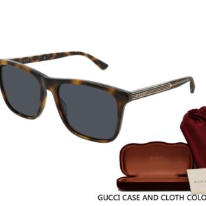 Gucci GG0381S 009 57M Havana/Blue Square Sunglasses For Men For Women+ BUNDLE With Designer iWear Eyewear Kit