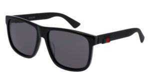 gucci gg0010s 001 58m black/grey square sunglasses for men for women+free complimentary eyewear care kit