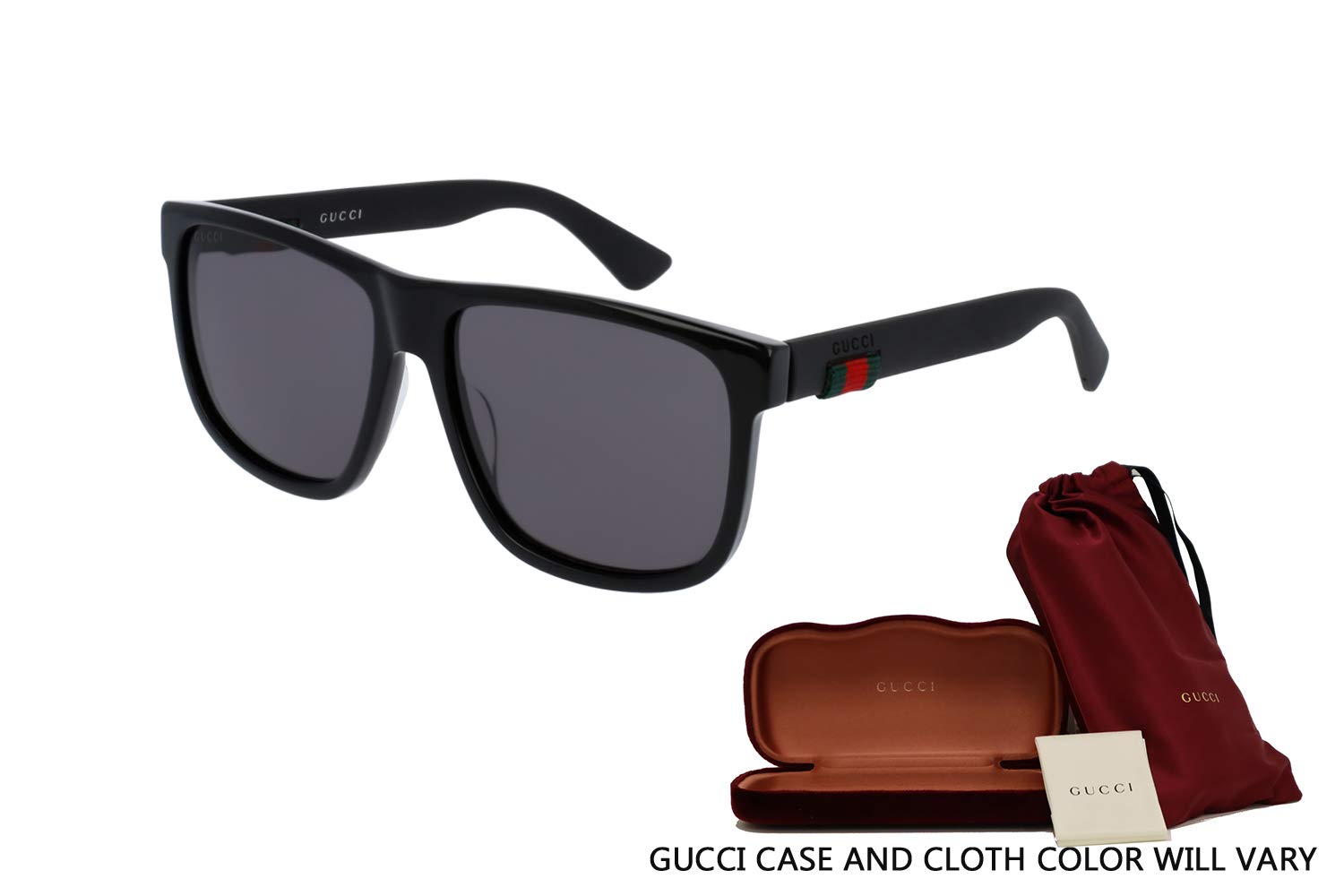 Gucci GG0010S 001 58M Black/Grey Square Sunglasses For Men For Women+FREE Complimentary Eyewear Care Kit