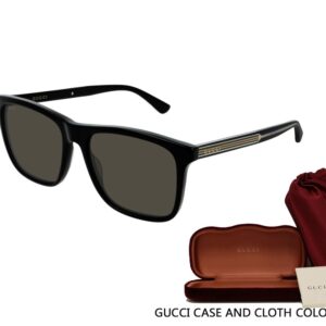 Gucci GG0381S 007 57M Black/Grey Polarized Square Sunglasses For Men For Women + BUNDLE with Designer iWear Eyewear Kit