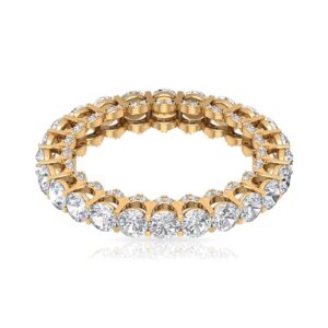 Certified Moissanite Full Eternity Ring for Women (D-Vs1 Quality) - Moissanite Diamond Wedding Band Ring - With Jewelry Box, 14K Yellow Gold, Size:US 7.50