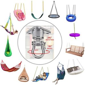 Dakzhou Stainless Steel Hanger with Smooth Swing Bearings, Heavy Duty 180°+360° Swivel Swing Hook, 1500 lb Capacity Playground Yoga Hammock Chair Rope, sandbag Porch Swing Bag Sleeve